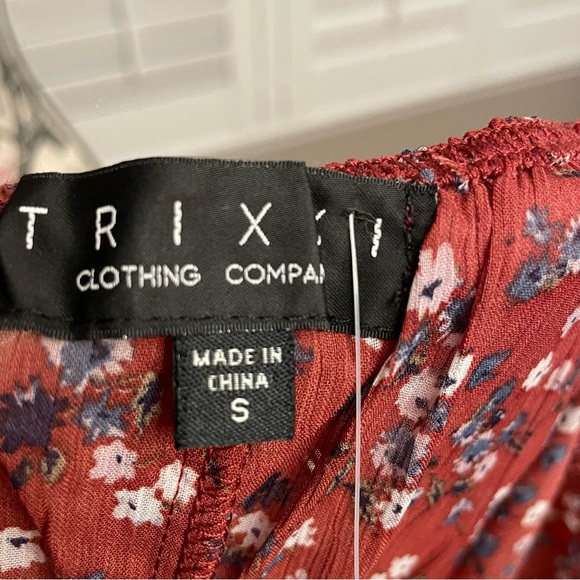 Trixxi Rust Floral Long Sleeve Dress - Picture 4 of 9